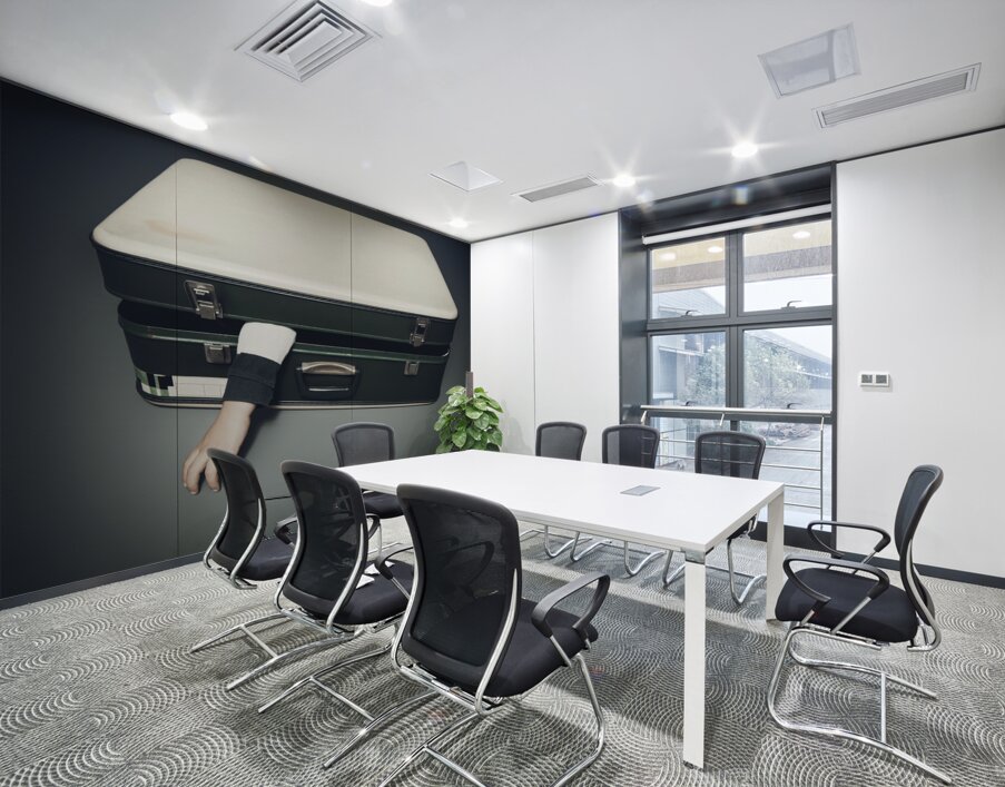 arm sticks out of an suitcase Wall Printing