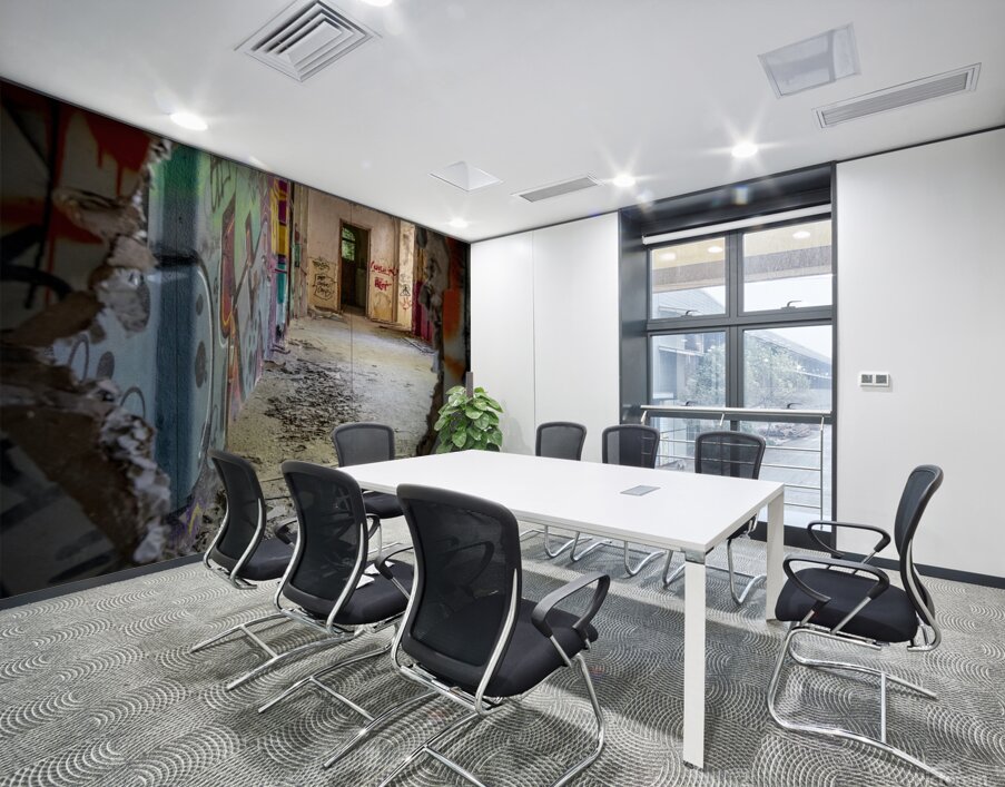 Interior of an abandoned and vandalised building Wall Printing