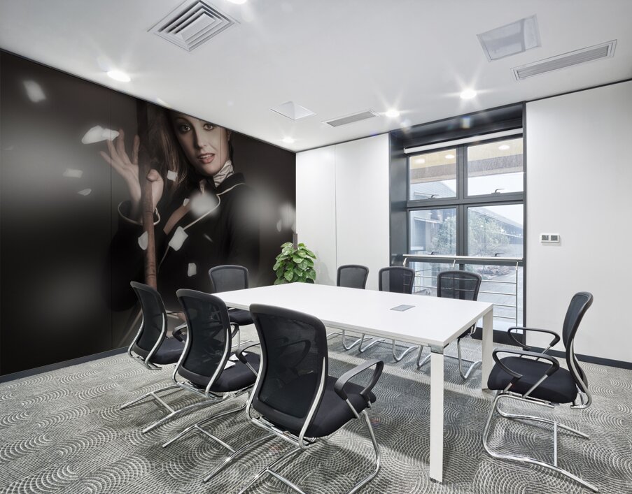 Beautiful vintage girl dancing with flower petals Wall Printing