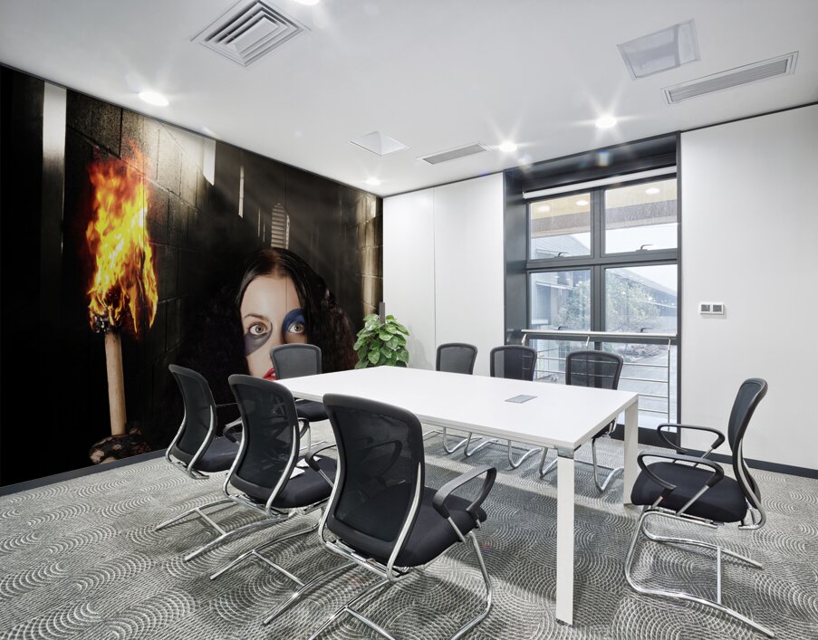 Fantasy jester walking magical halls of illusion Wall Printing