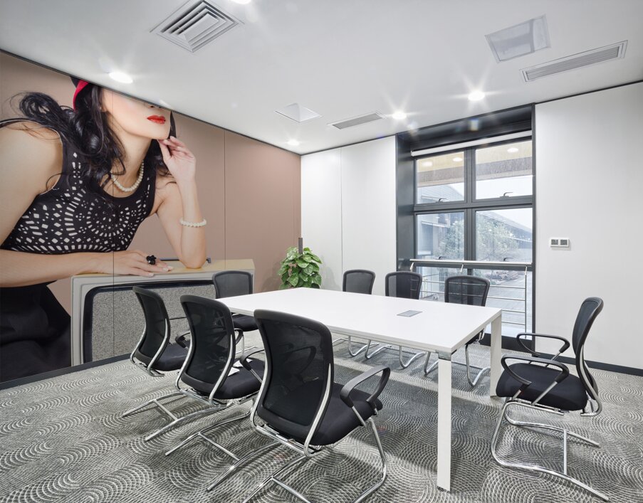 Woman on retro TV. Fifties broadcast Wall Printing