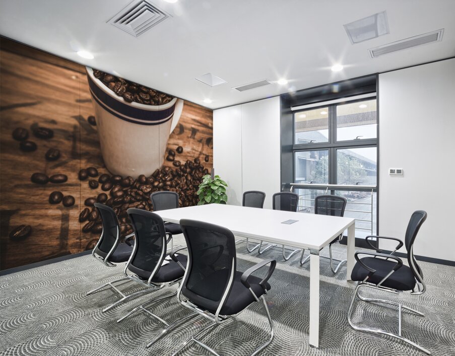 Coffee shop cup and beans Wall Printing