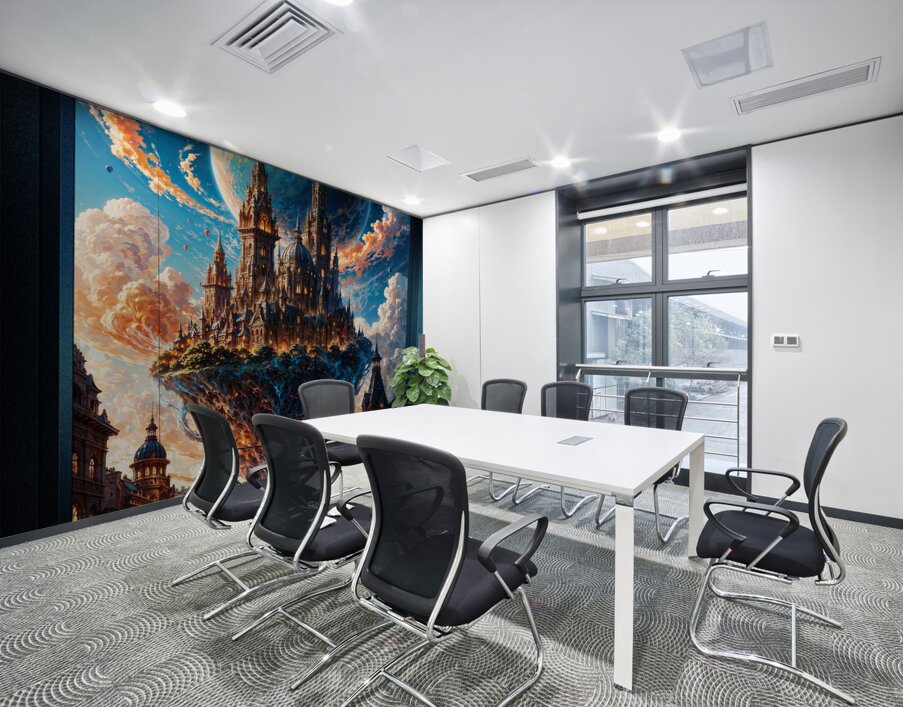 The Sky City Of Travenous Astonishing AI Concept Art Portrait by Xzendor7 Wall Printing