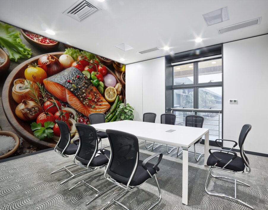 Salmon with vegetable garnish 2 Wall Printing