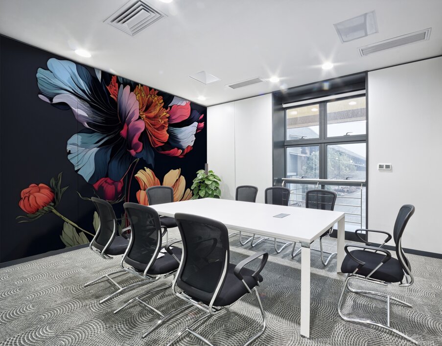 Vibrant Blooms in the Night Wall Printing