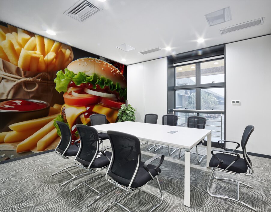 Hamburger french fries and drink on white 4 Wall Printing