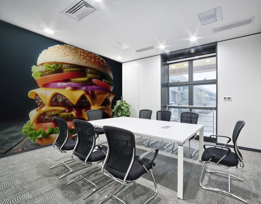 Hamburger french fries and drink on white 15 Wall Printing