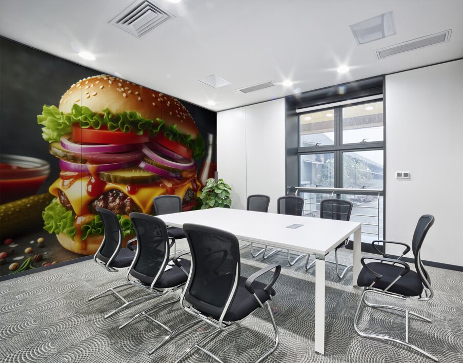 Hamburger french fries and drink on white 1 Wall Printing