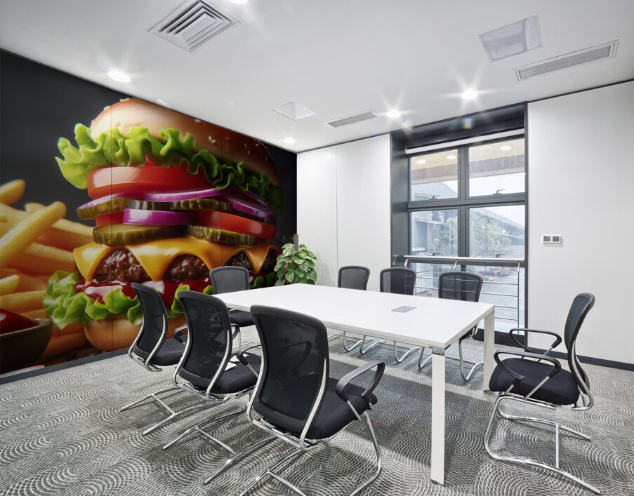 Hamburger french fries and drink on white 7 Wall Printing