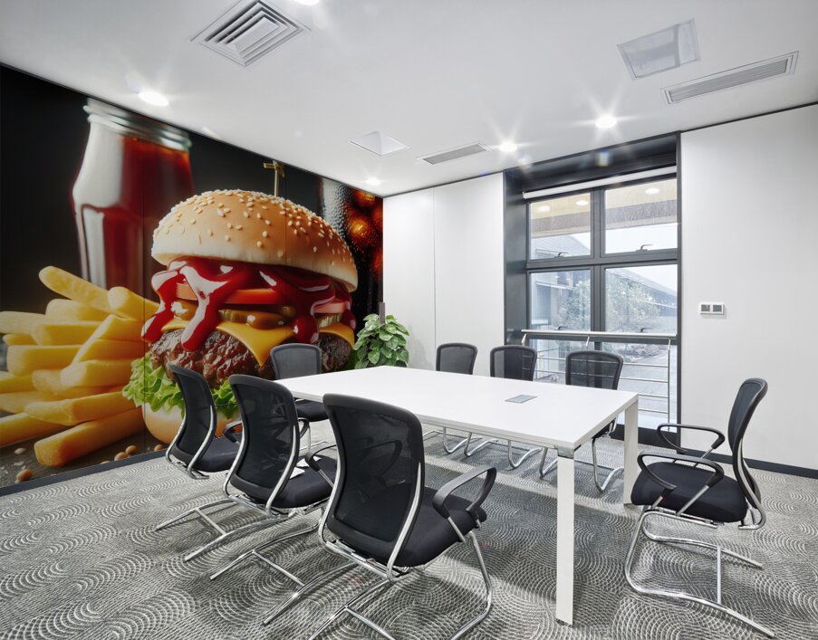 Hamburger french fries and drink on white 21 Wall Printing