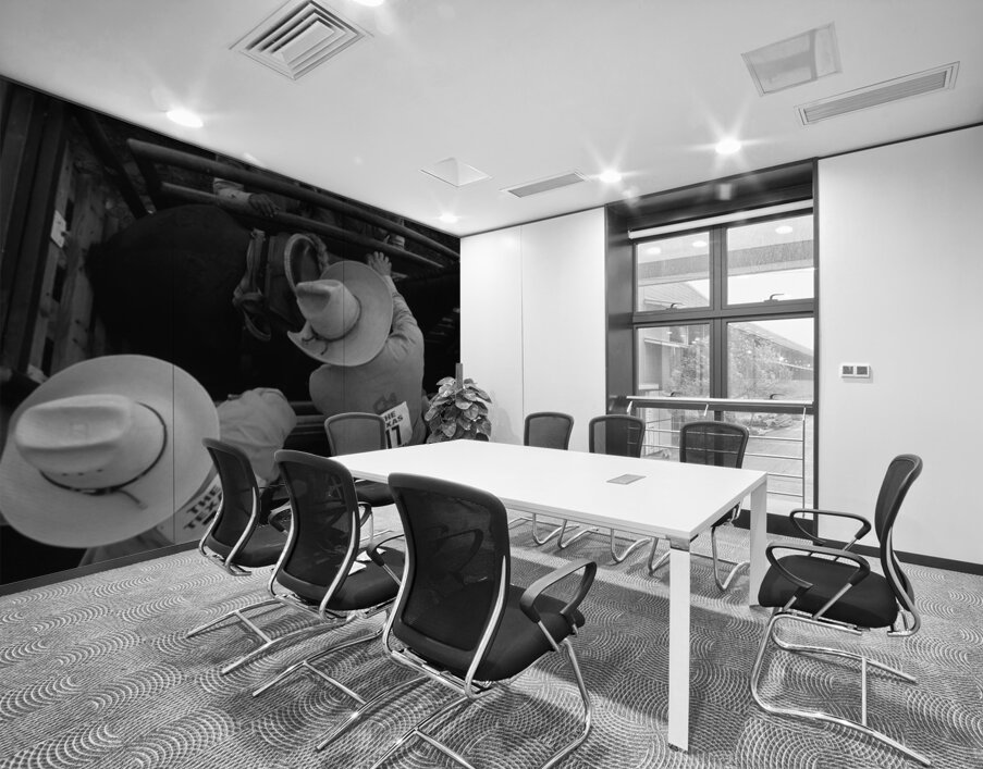 High angle view of cowboys with horses at rodeo Wichita Falls Texas USA 146585 Wall Printing