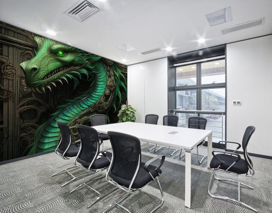 Bright Green Dragon Wall Printing