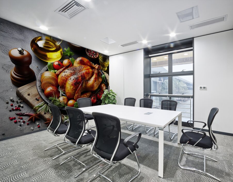 Roasted chicken on wooden board 11 Wall Printing