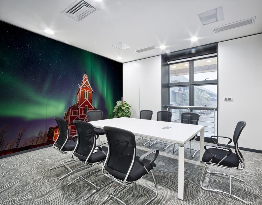 Northern Lights over Buknes Church Wall Printing