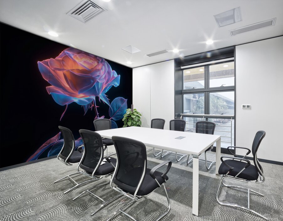 Dual Bloom Abstract Minimal  Floral  Botanical Digital Artwork Wall Printing