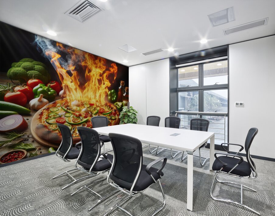 a delicious Italian salami cheese pizza over a wo 1715098754.6157 Wall Printing