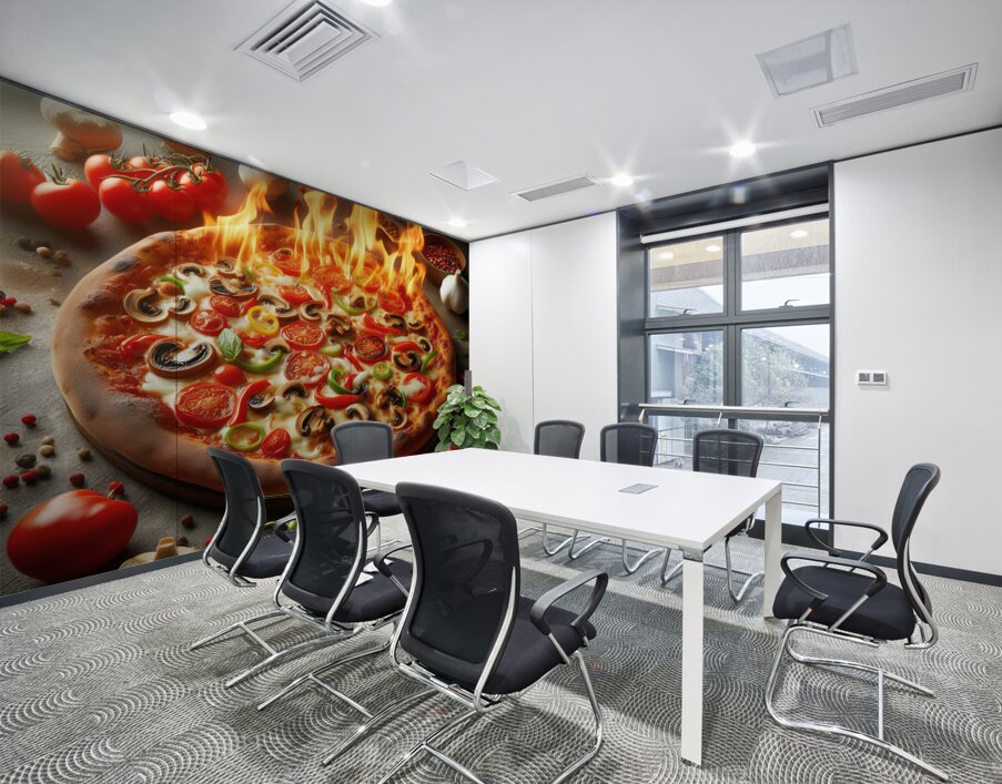 a delicious Italian salami cheese pizza over a wo 1715098736.7155 Wall Printing