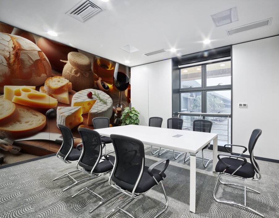 A wooden board with a variety of foods such as ch 1715187971.1457 Wall Printing