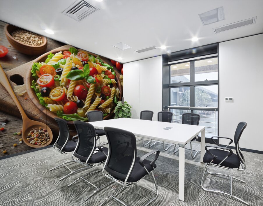 Italian pasta salad on wooden board 8 Wall Printing