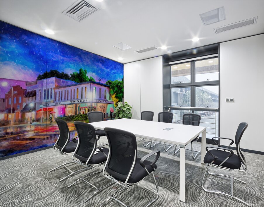 Downtown Auburn Alabama On A Rainy Night - View From Toomers Corner Wall Printing