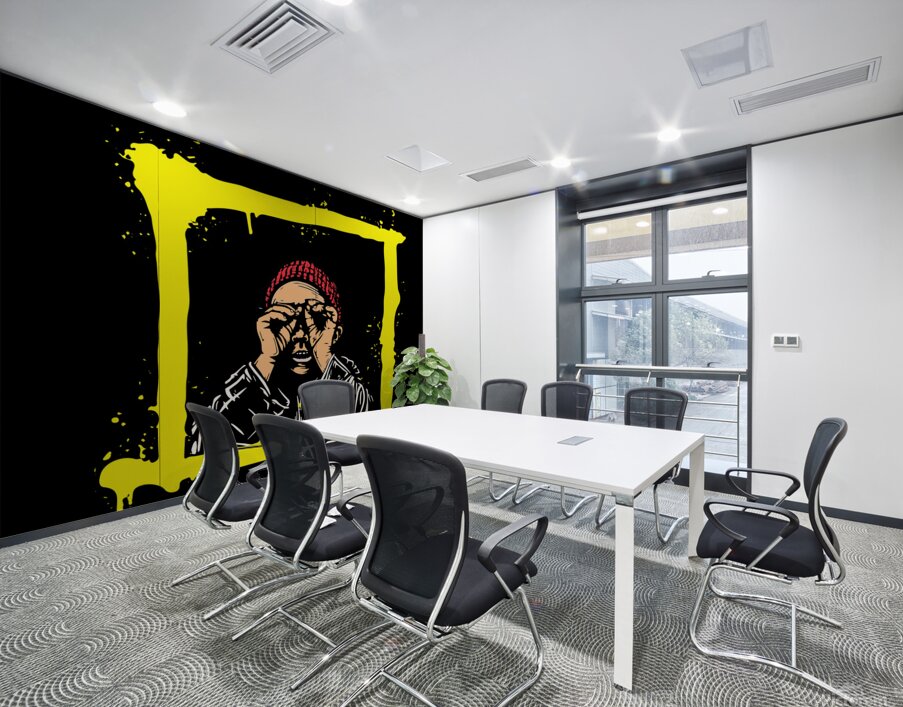 Yellow Brown Red Colorful Graffiti Illustration T Wall Printing