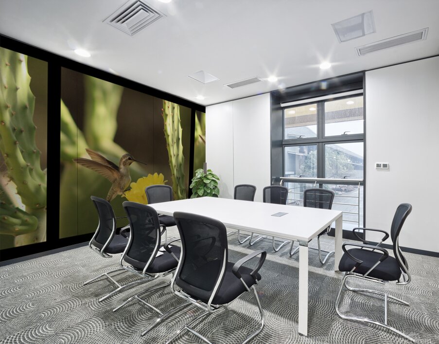 Hummingbird On Yellow Cactus Blossom Triptych Wall Printing