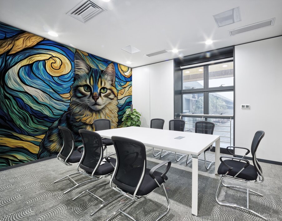 Starry Night Cat Wall Printing