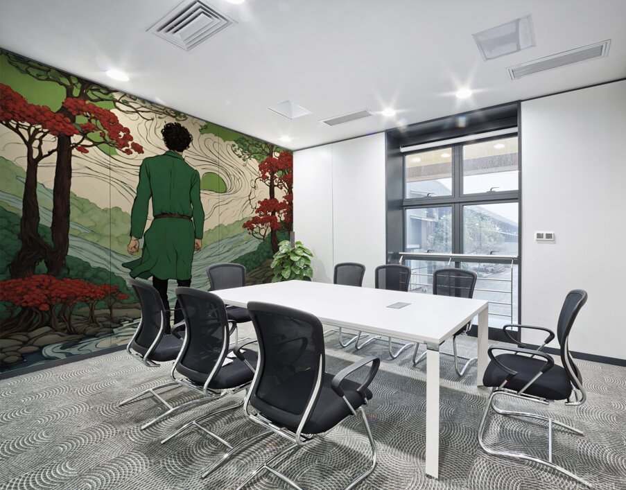 Man In the Swirling River Wall Printing