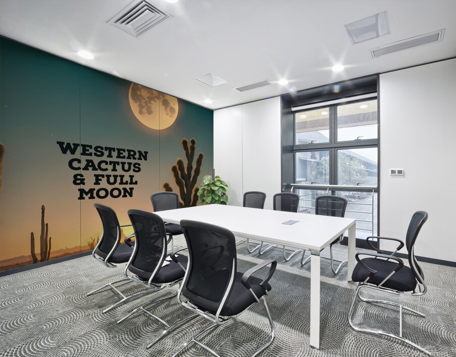 WESTERN CACTUS & FULL MOON Wall Printing