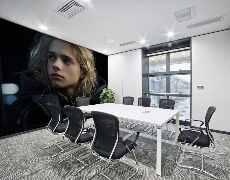 A close up portrait of a very attractive 18 yea e Wall Printing