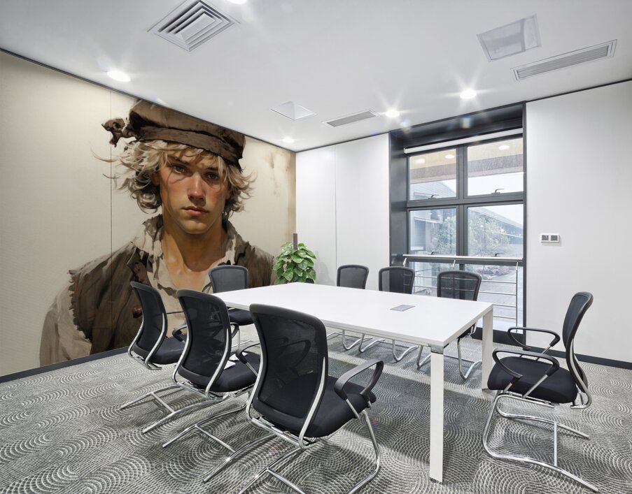 A color illustration of a young man blonde hair 5 Wall Printing