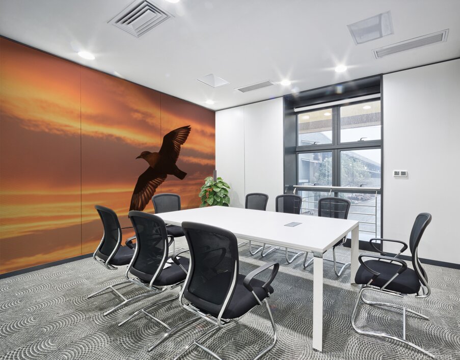 a stunning photograph of a bird soaring through t Wall Printing