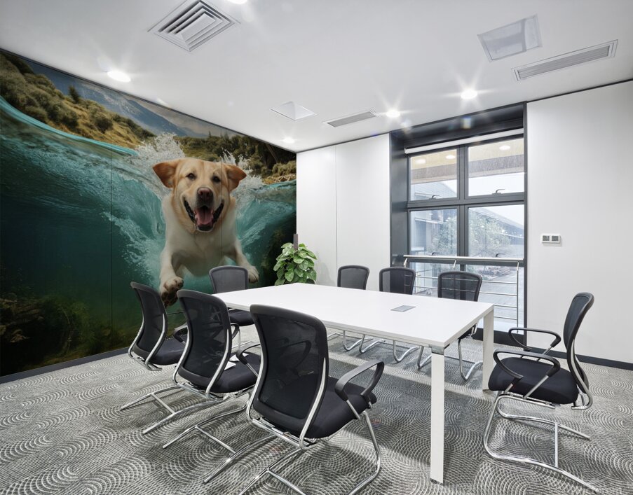 un labrador retriever enthousiaste plonge  Wall Printing