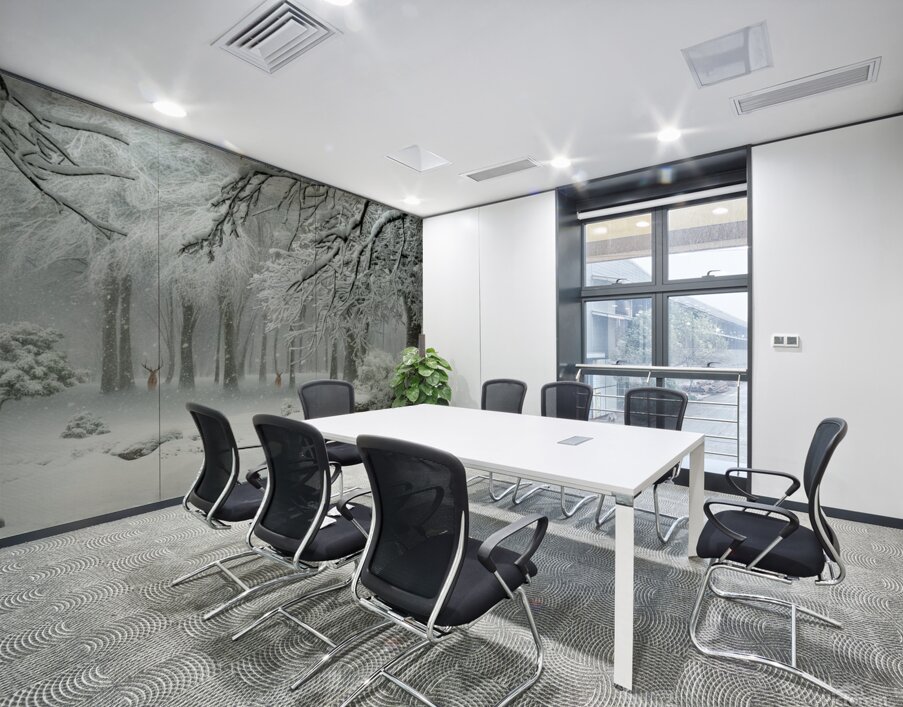 a serene and picturesque winter scene with a gent Wall Printing