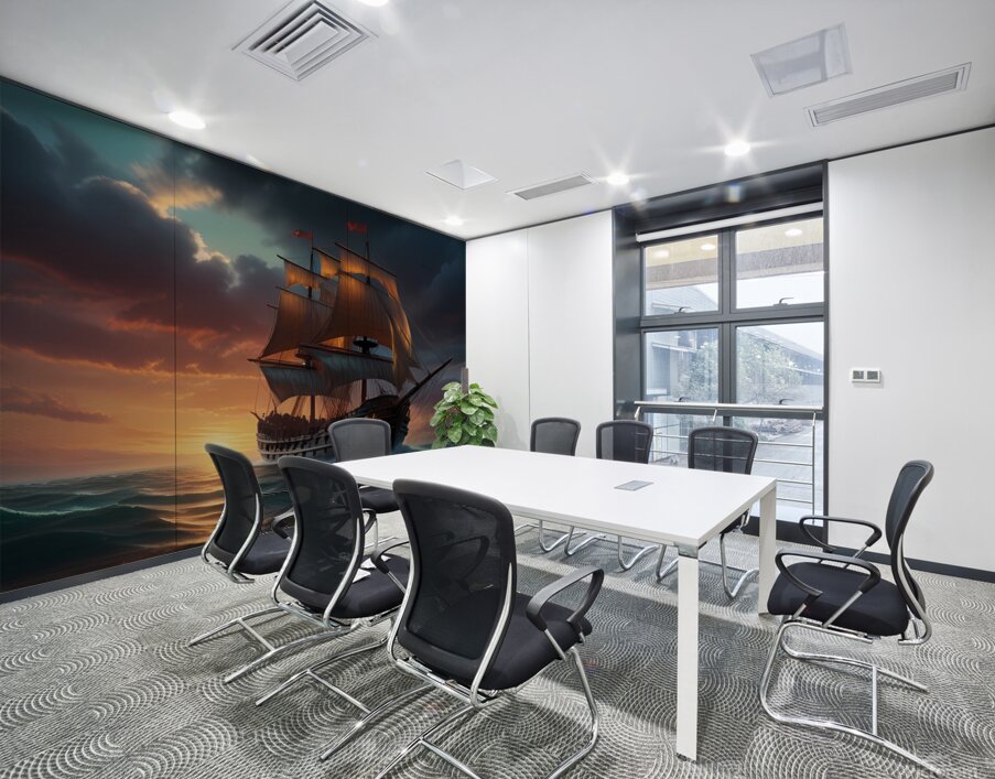 Default A majestic winged horsedrawn ship sailing Wall Printing