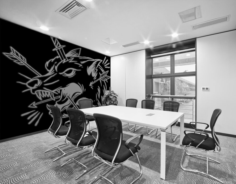 Wolf hand drawing illustration white Wall Printing