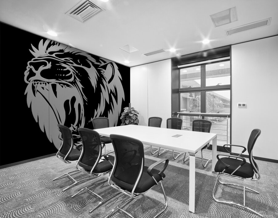 The lion white roar Wall Printing