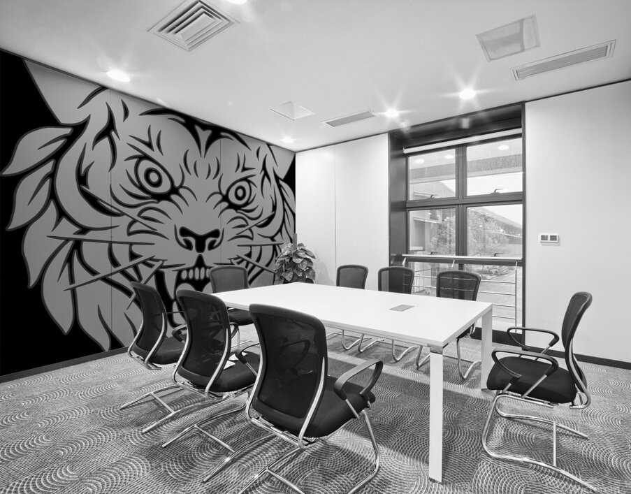 head tiger illustration white Wall Printing