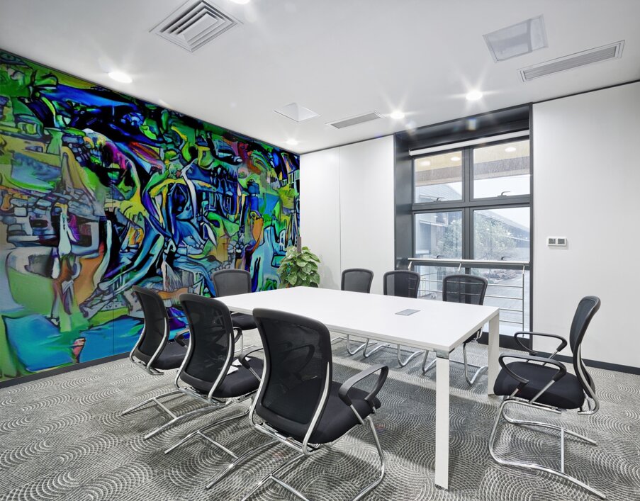 Abstract Odyssey: A Journey Through Blue Realms Wall Printing