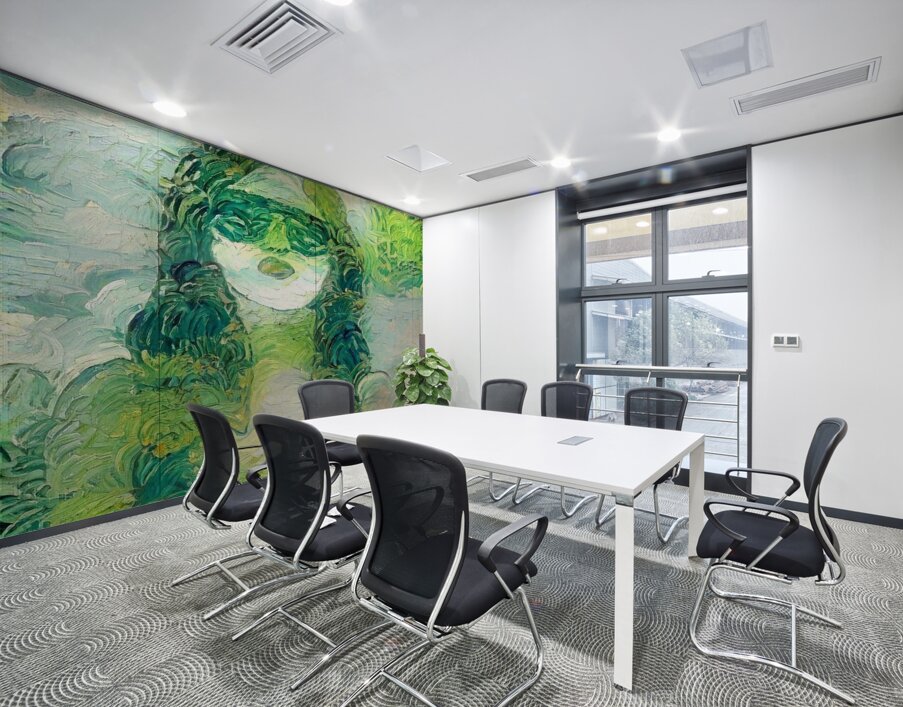 Verdant Portrait: Glimpse of Green Wall Printing