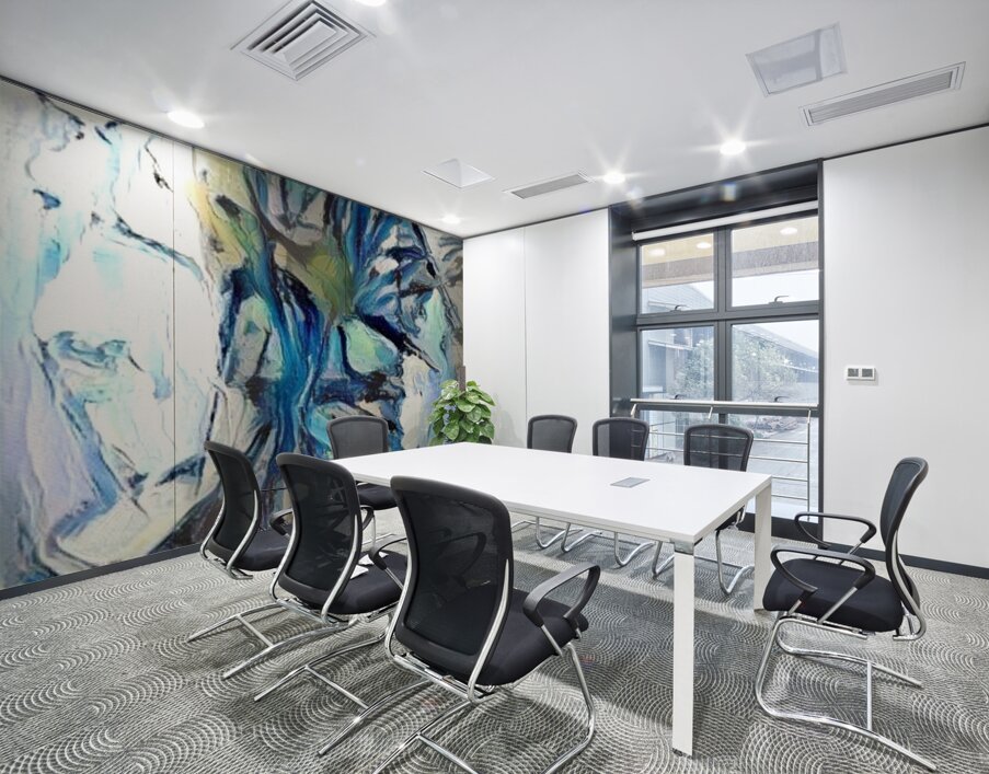 Fractured Blues Wall Printing