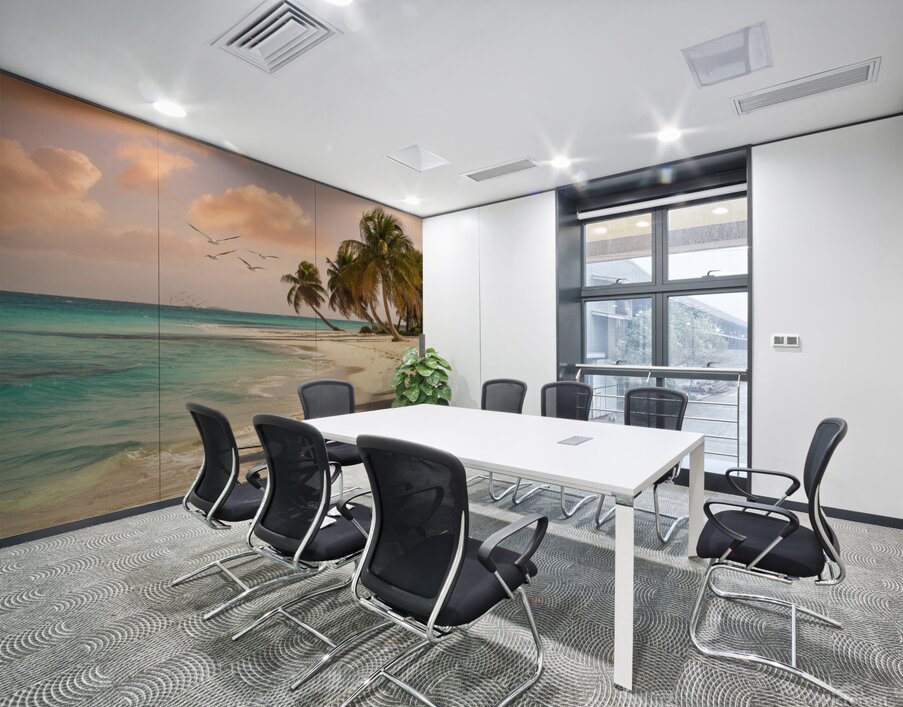 a serene beach scene with crystal clear turquoise Wall Printing