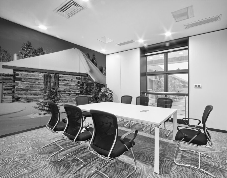 Winter Log Building Wall Printing