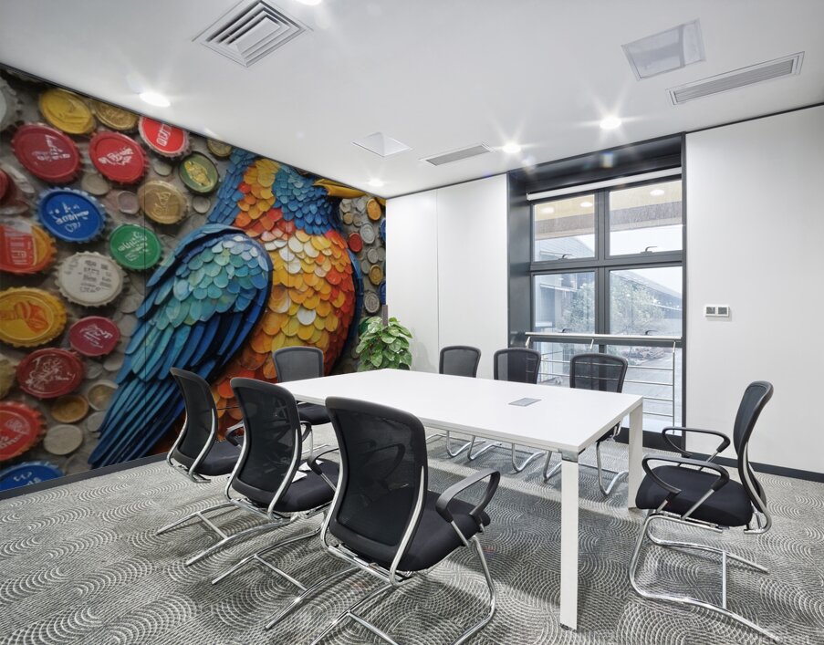 Majestic Bottle Cap Bird Wall Printing