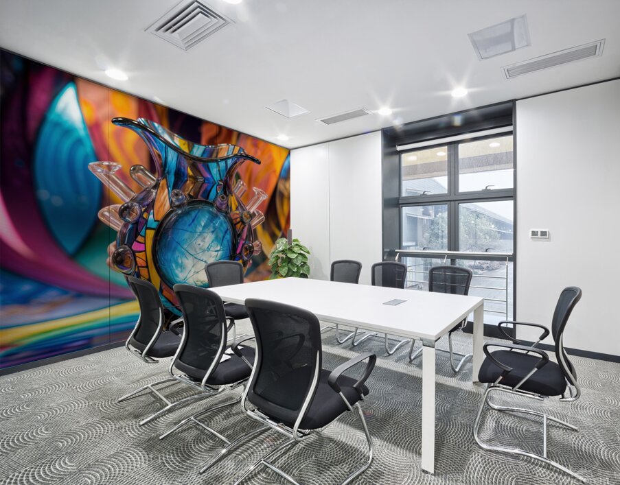 an exquisite one of a kind glass vase showcasing Wall Printing