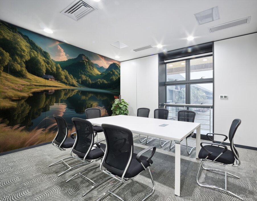 the scene is a serene lake Wall Printing