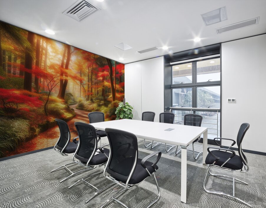 Vibrant Autumn Forest Pathway Wall Printing