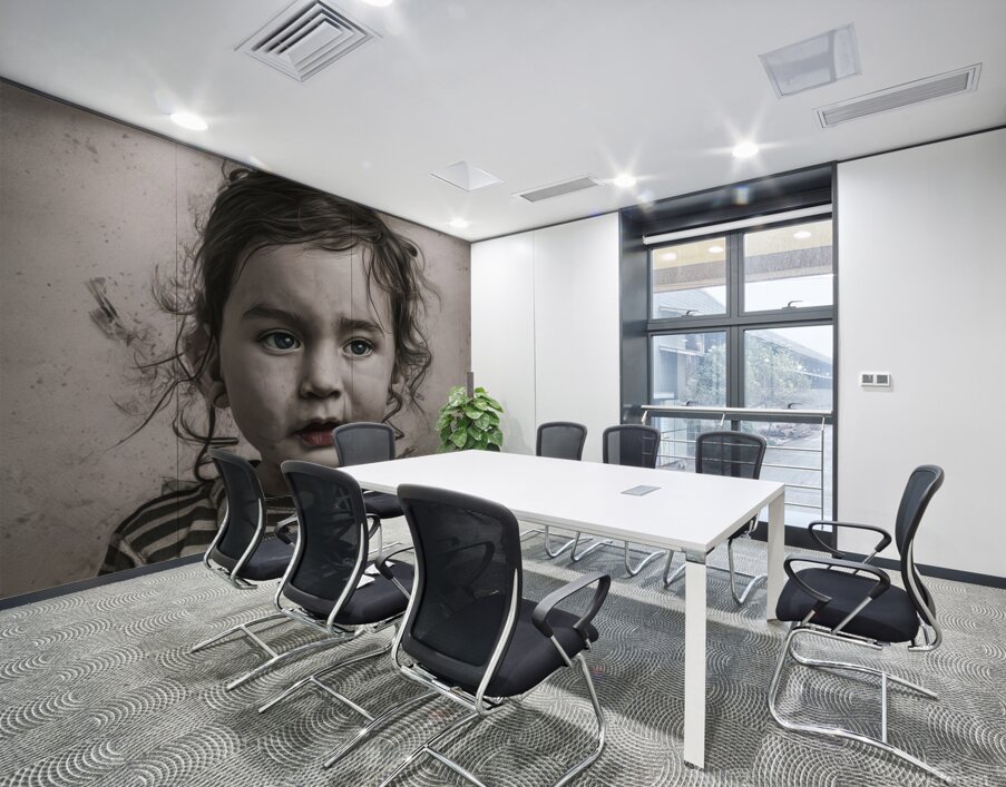 A girl expressing the importance of preserving childrens rights and opposing violence against them Wall Printing