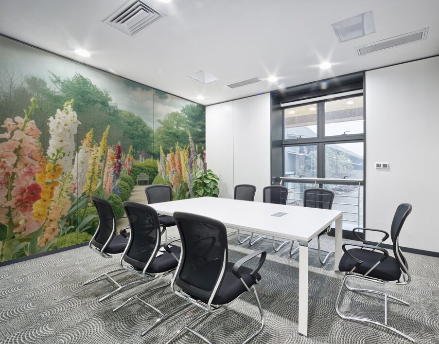 a soothing photograph of a tranquil garden filled Wall Printing