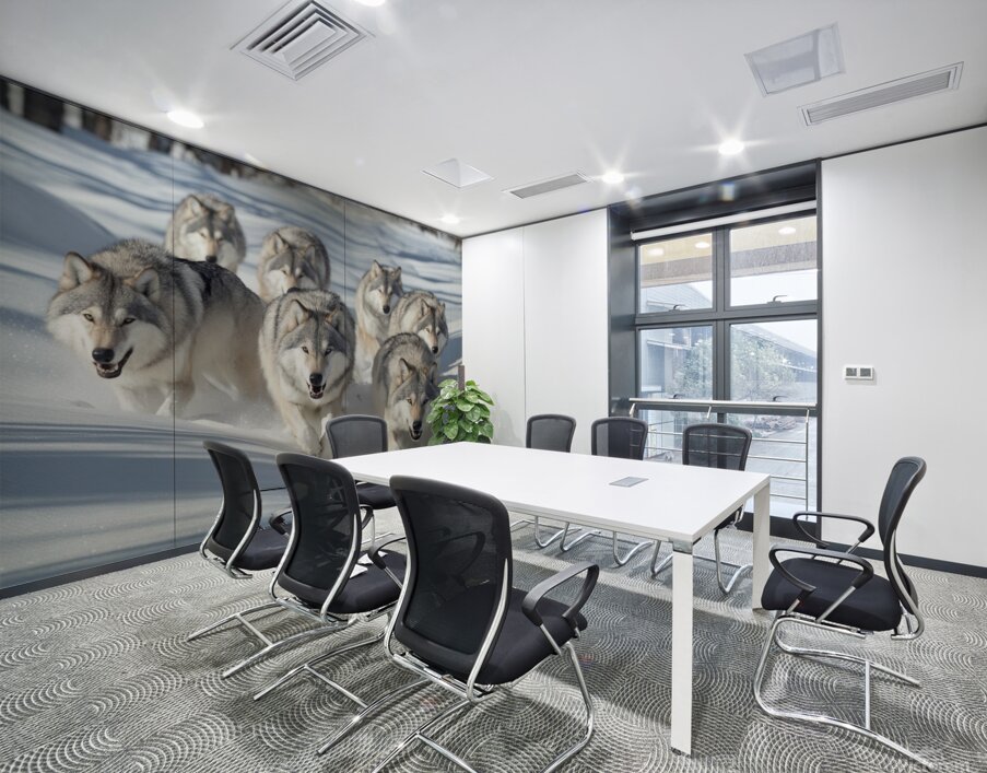 Wolves in the Snow Wall Printing